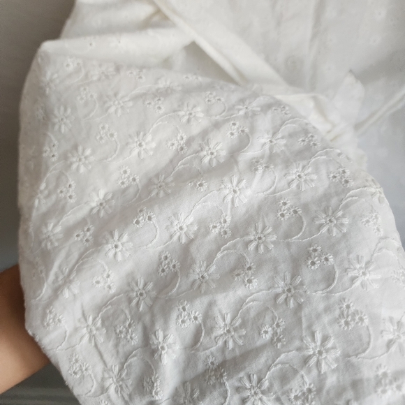 Lane Bryant Crochet Eyelet Daisy Print White Belted Button Down Romper Boho 26 - Picture 8 of 12